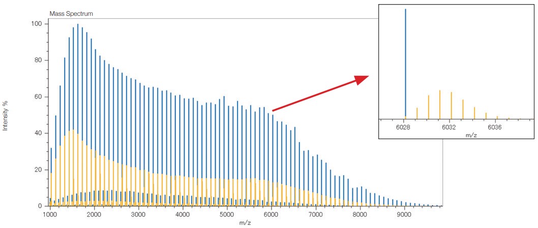 MALDI mass spectrum of a PMMA standard mixture